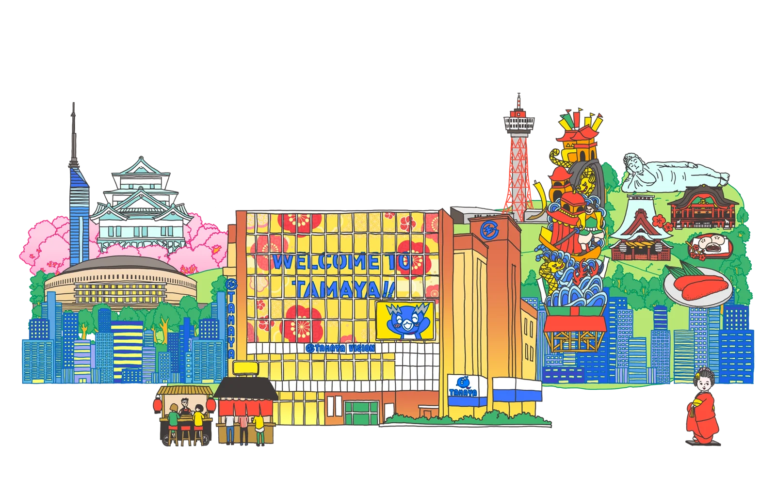 玉屋と福岡の街並み